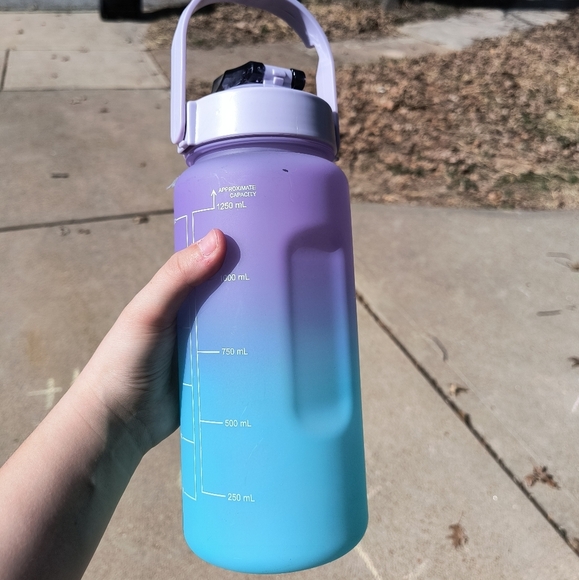 Gradient Blue and Purple Water Bottle with White Motivational Text on Side - Picture 3 of 7